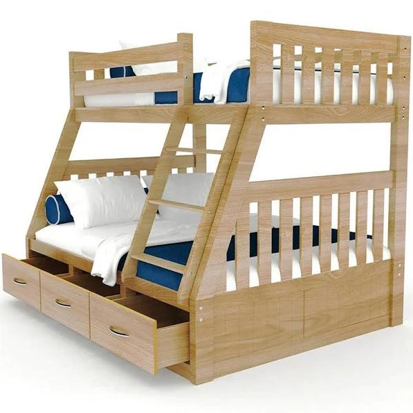 Luxo Furniture Cornelia Solid Pine Triple Bunk Bed w/ Storage