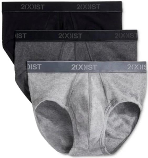 2(X)IST Men's Underwear, Essentials Contour Pouch Brief 3 Pack Black,Heather Grey,Charcoal Heather