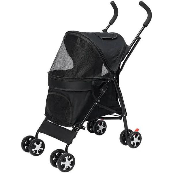 Pet Stroller Dog Cat Pram Foldable Carrier 4 Wheels Large Travel Pushchair Black