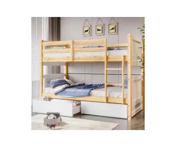 Elisha Pine Bunk Bed With Thermis Mattress - Natural White