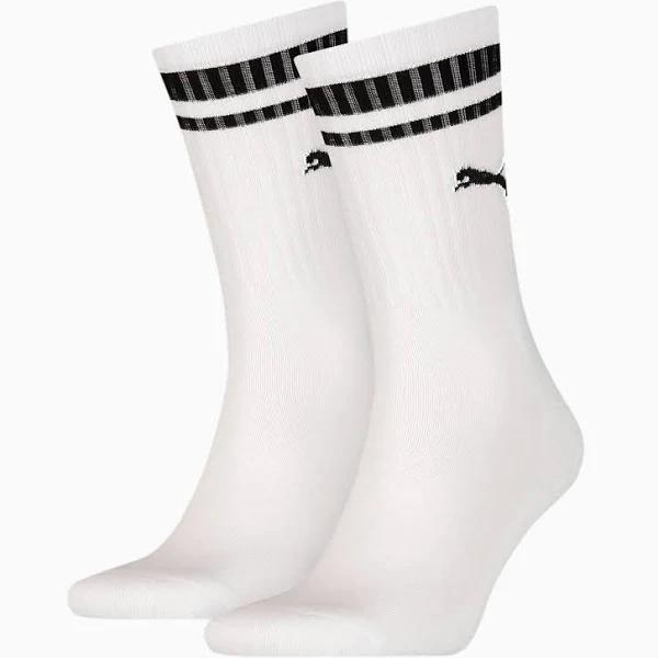 Puma Crew Heritage Stripe Sock (2 Pair) White/Black 6-8