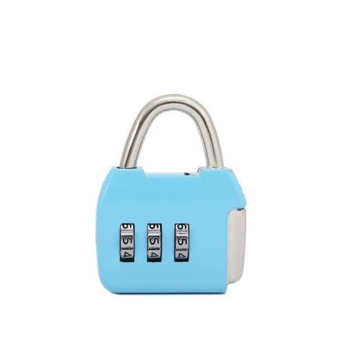 3 Digit Combination Padlock,4mm Shackle Dial ,Resettable Lock Zinc Alloy Security Padlock Weatherproof Combination Lock - Blue