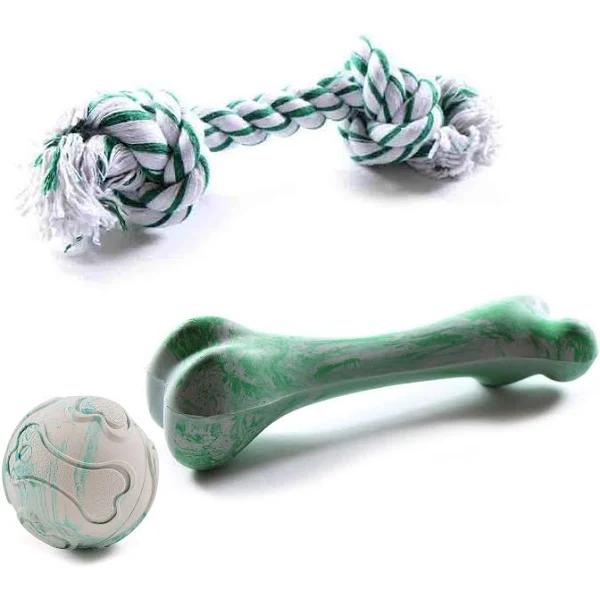 Fresheeze Dental Toy Pack With Bone Ball and Rope For Large Dogs by Budget Pet Products