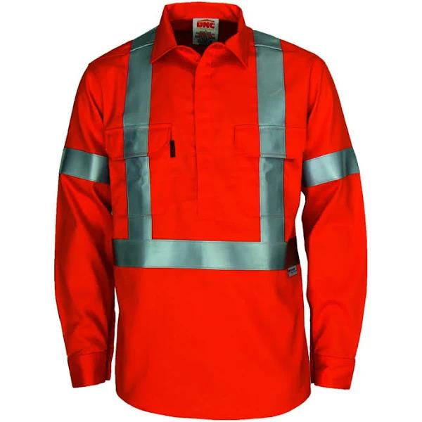 DNC Patron Saint Flame Retardant Arc Rated Closed Front Shirt With x Back 3M F/R R/Tape - L/S - Orange - M