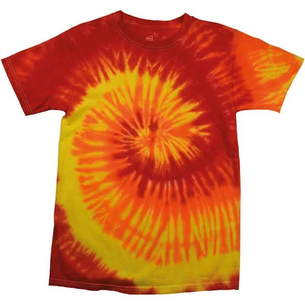 Colortone Womens/Ladies Rainbow Tie-Dye Short Sleeve Heavyweight T-Shirt Blaze 2XL