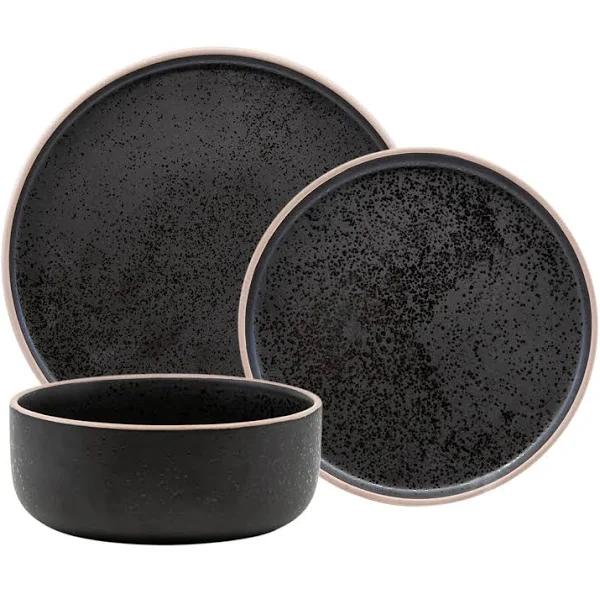 salt&pepper Hana 12 Piece Dinner Set Black