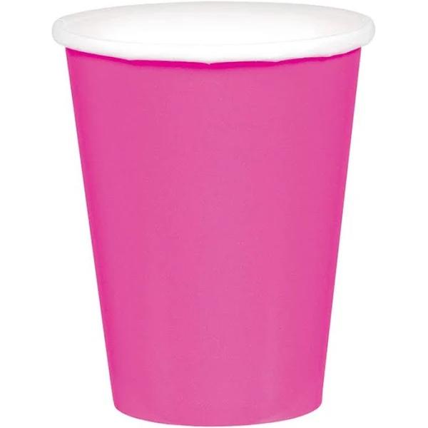 266ml Cups Paper 20 Pack Bright Pink