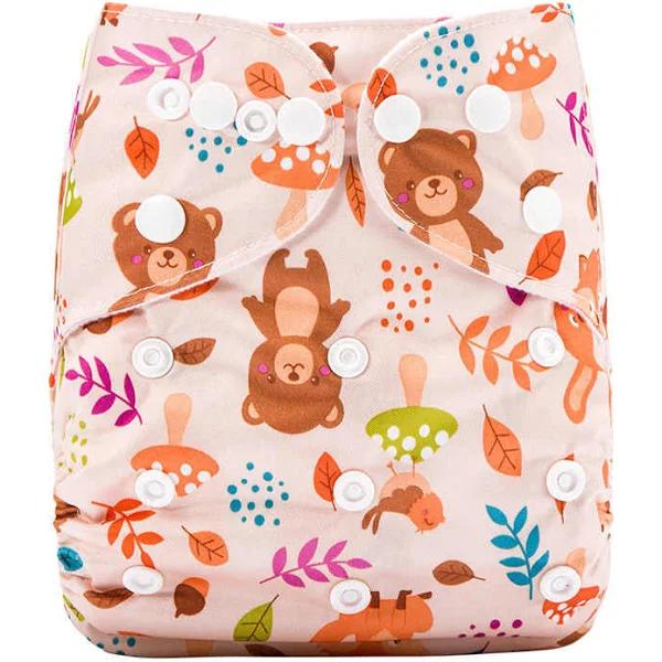 Lulu & Finn Woodlands Print Modern Cloth Nappy Shell W Microfibre Insert