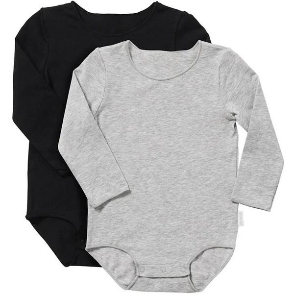 Bonds Wonderbodies Long Sleeve Bodysuit 2 Pack - Grey & Black