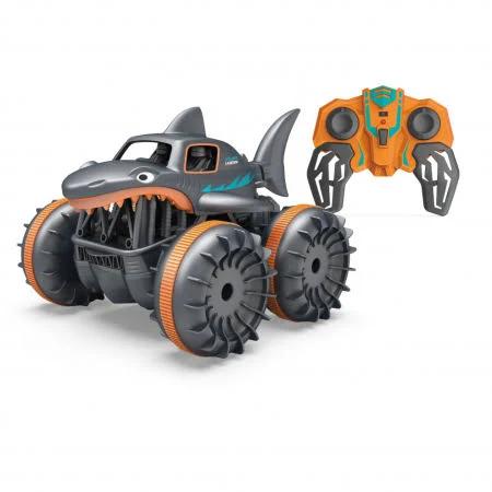 Amphibious Remote Control Car Shark RC Monster Truck with Light 360 Degree Spin Water and Pool Toys for Kids