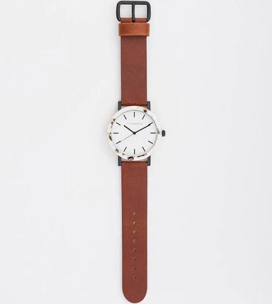 The Resin: Nougat Shell / White Dial / Tan Leather