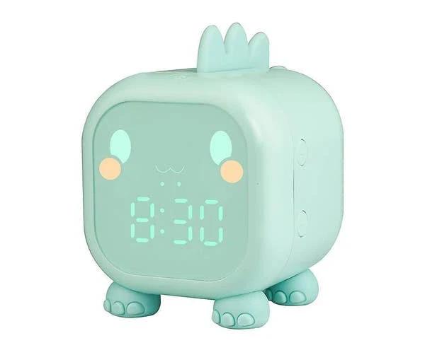 Kids Alarm Clock With Night Light 6 Ringtones Blue Dinosaur Digital Alarm Clock For Kids,touch Control and Rechargeable Sleep Trainer Clock For Boys G