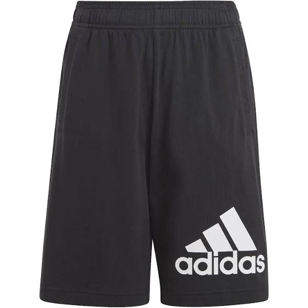 adidas-Essentials Big Logo Cotton Shorts-Kids-Black / White-7-8Y