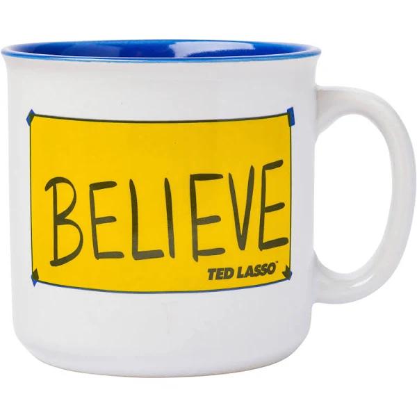 Silver Buffalo Ted Lasso Believe Ceramic Camper-Style Coffee Mug, 20 Ounces