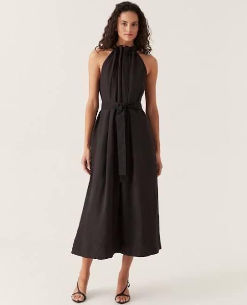 AJE Mariel Trapeze Midi Dress in Colour Black Size 16