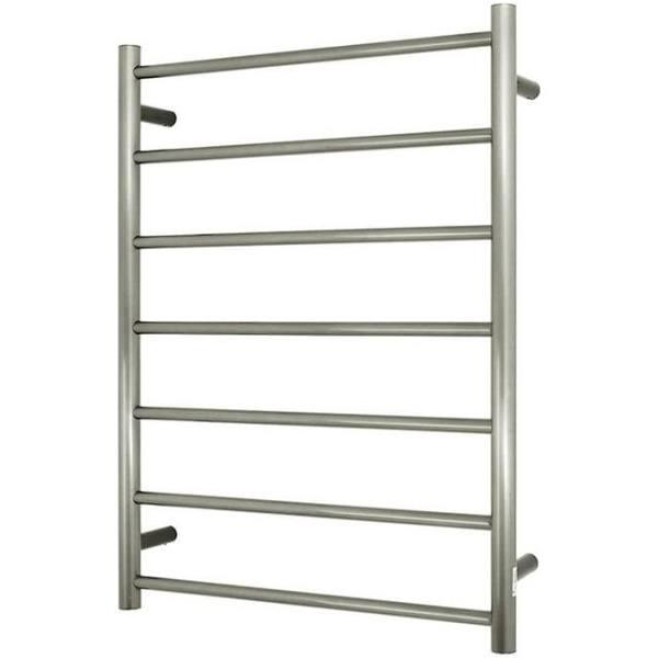 Radiant RTR01 Round Bar Heated Towel Rail - 600 x 800mm - Brushed Nickel Stainless Steel - Bottom Right/Top Left Wiring