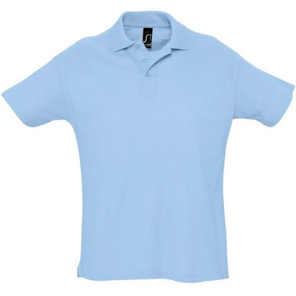 SOLS Mens Summer II Pique Short Sleeve Polo Shirt Sky Blue Mens Polo