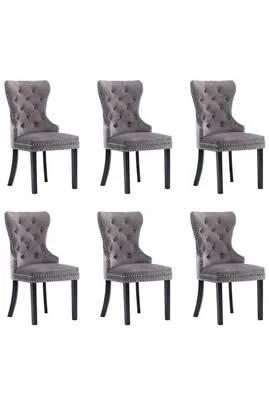 vidaXL Dining Chairs 6 Pcs Grey Velvet