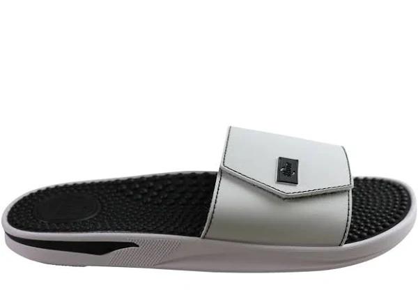 BR Sport Utah Mens Brazilian Comfort Slides Sandals with Massage Balls White/Black 10 AUS or 44 EUR