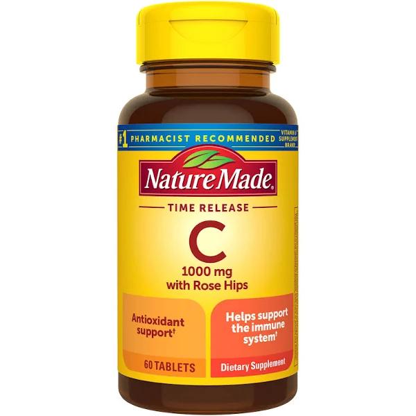 Nature Made Vitamin C 1000 MG Time Release Tablets with Rose Hips, 60