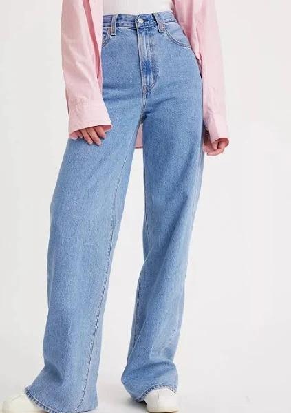 Blue Ribcage Medium Wash Wide-Leg High Waisted Denim Jeans | Womens | 25 (Available in 31, 30, 29, 28, 27, 26, 24) | 100% Cotton