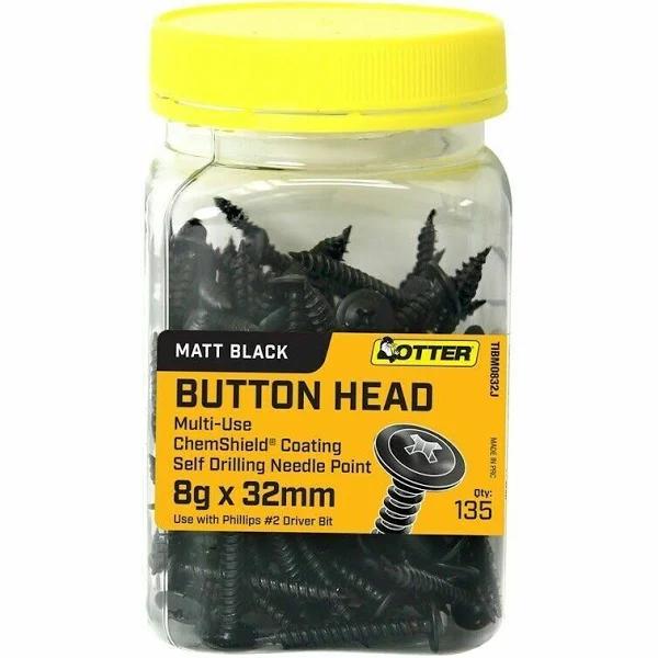 Otter 8g Matt Black Button Head Screws - Packs- Australia Brand