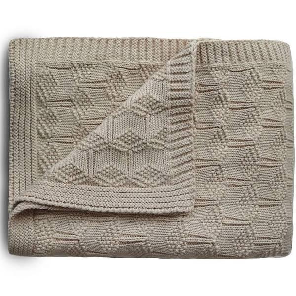 Mushie Knitted Baby Blanket - Honeycomb Beige