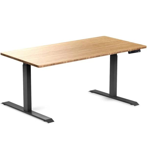 Desky Dual Bamboo Sit Stand Desk - Bamboo / Matte Black - 1500x750mm - AfterPay & zipPay Available