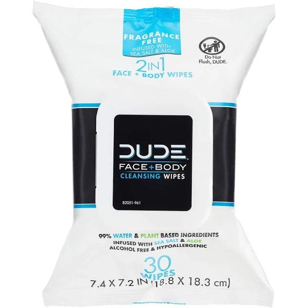 Dude Face Wipes, Fragrance Free, On-the-Go - 30 wipes