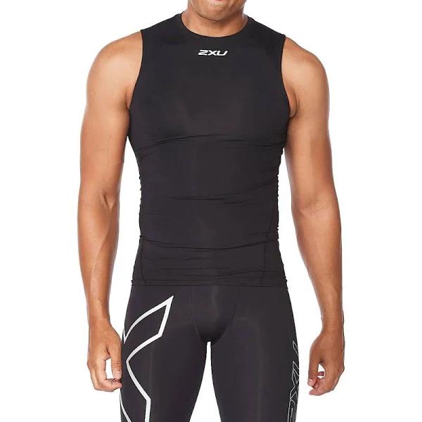 Core Compression Sleeveless, 2XU, XL, Black/Silver