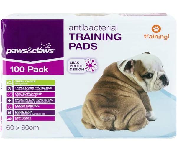 Paws & Claws Antibacterial Training Pads 60x60cm 100pk