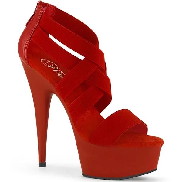 DELIGHT-669 Red Elastic Band-Faux Leather/Red Matte Platform Sandal 8