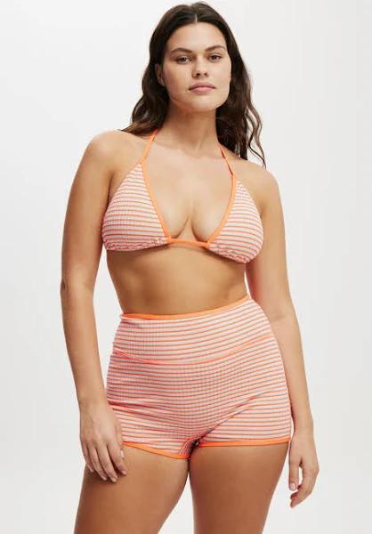 Body - Slider Triangle Bikini Top - Orange Stripe Rib Size - XS Women