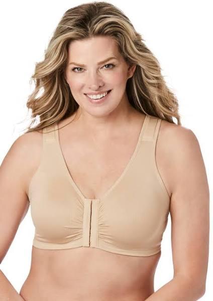 Leading Lady Laurel Wirefree Front Close Comfort Bra - Salt Beige - 3XL