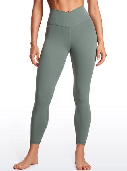 CRZ Yoga Women's High Rise Butterluxe Yoga Leggings 25'' V Cross Waist Grey Sage / L