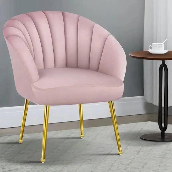 ALFORDSON Velvet Armchair Lounge Accent Chair Sofa Couch Fabric Seat Pink - AfterPay & zipPay Available