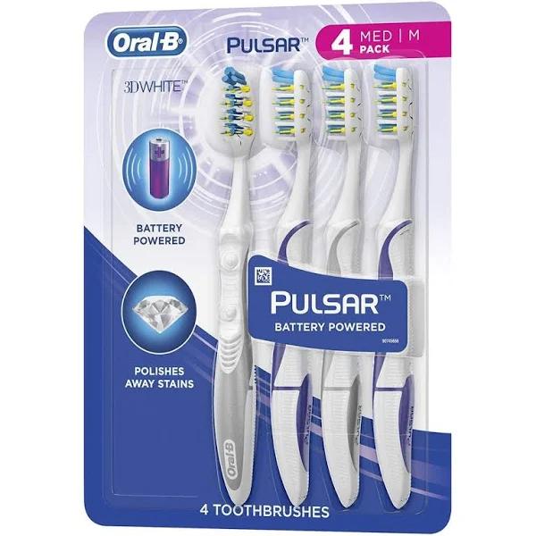 Oral B 3D White Luxe 4 Pack Pulsar Battery Powered Toothbrushes - Medium