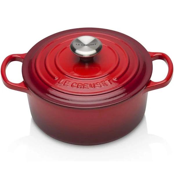 Le Creuset Signature Cast Iron Round Casserole, 34 cm, Cerise