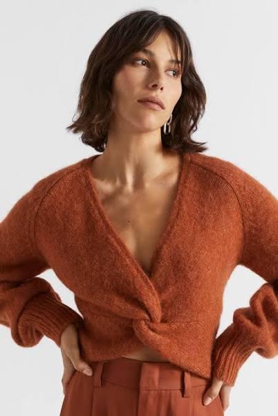 Seed Heritage Wool Blend Twist Knit in Orange Burnt Oran S