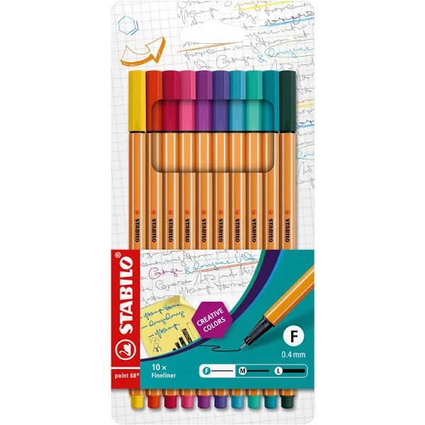 Stabilo Point 88 Fineliner Wallet of 10 Assorted Colours