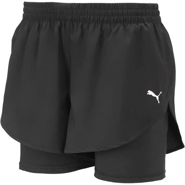 2 in 1 Women's Woven Running Shorts in Black, Size Large, Polyester/Elastane by Puma