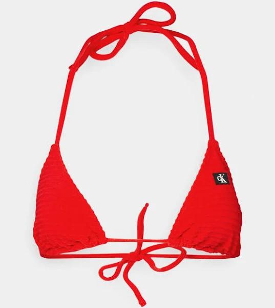 Calvin Klein CK Monogram Rib Triangle Bikini Top in Cajun Red