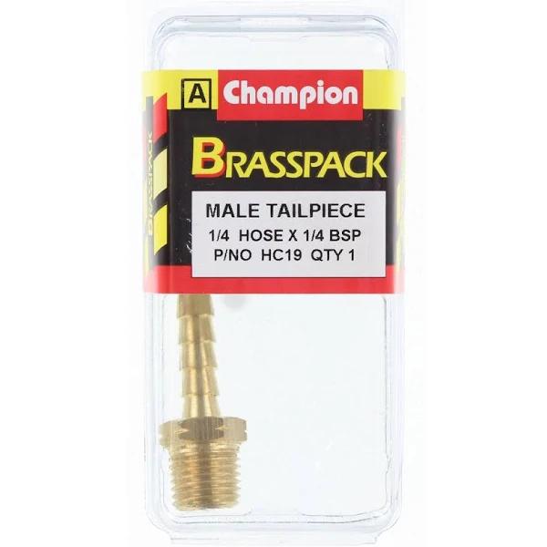 Champion Brass Pack Male Hose Barb HC19, 1/4" x 1/4"