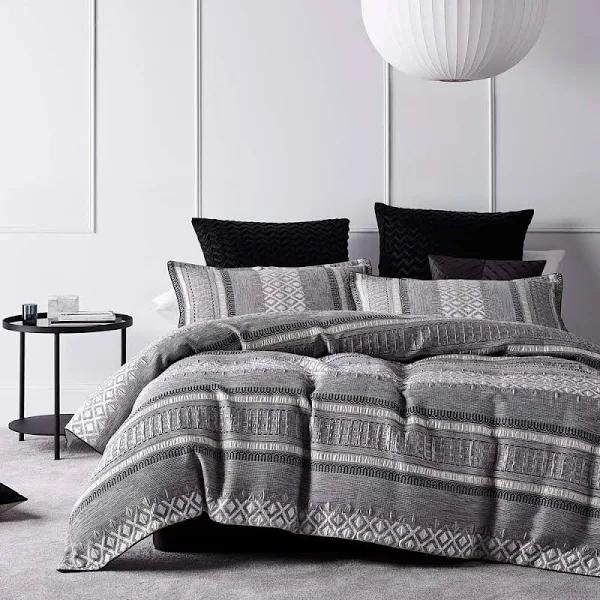 Logan and Mason Platinum Tribeca Queen Bed Quilt Cover Set Steel