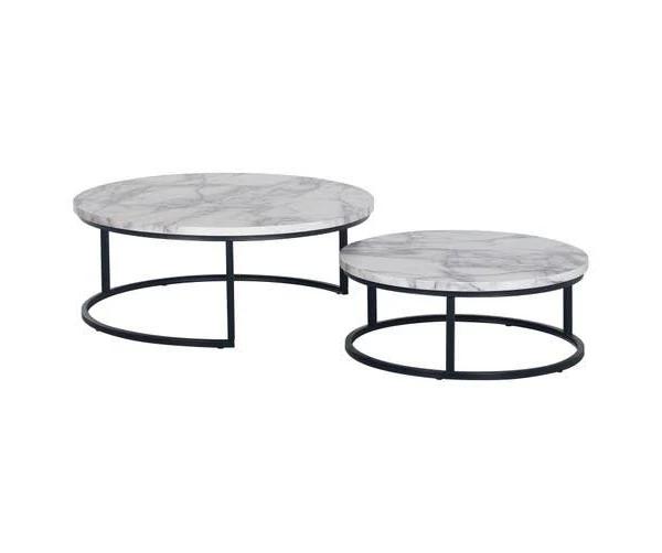 Nevada Round Nesting Coffee Table Set - White Marble