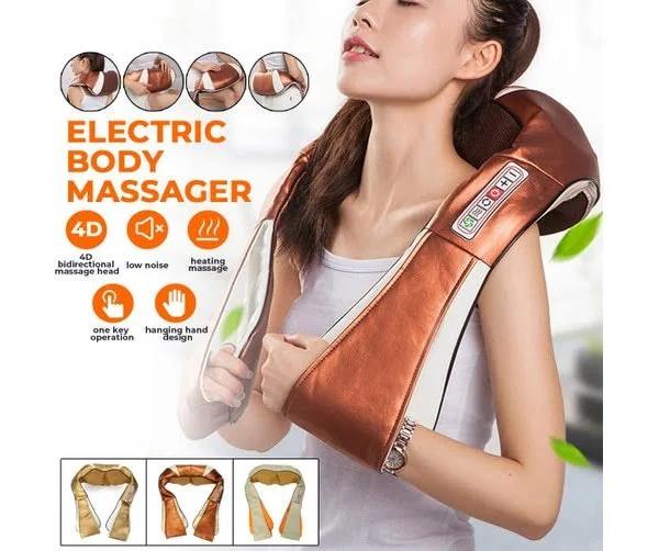 6 Keys Shiatsu Kneading Electric Massager Neck Shoulder Back Body Heating Therapy Pain Relief Belt