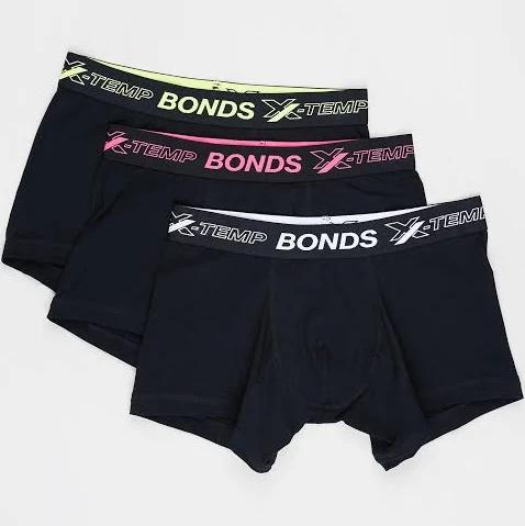 Bonds Men's X-Temp Trunk 3 Pack - Black - Size XXL