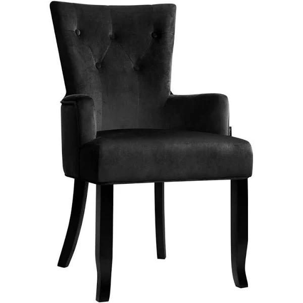 French Provincial Chair Velvet Fabric Dining Chairs | Black