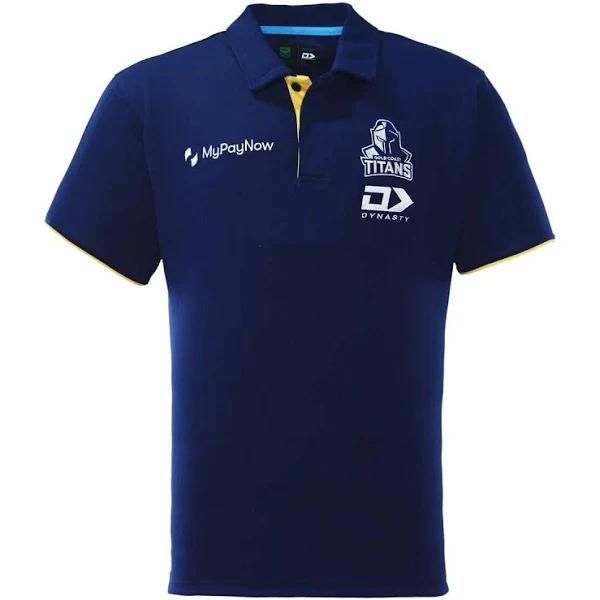 NRL 2023 Media Polo Shirt - Gold Coast Titans - Adult - Navy - Dynasty