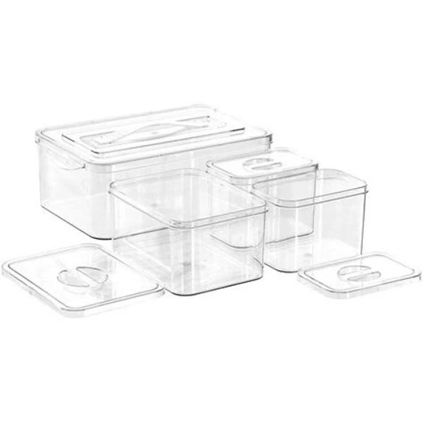 4 Piece Storage Container Set [4 Pack] Home Kitchen Organiser Food Container Bin Bathroom Vanity Storage Bin Kitchen Pantry Organizer Office Supplies